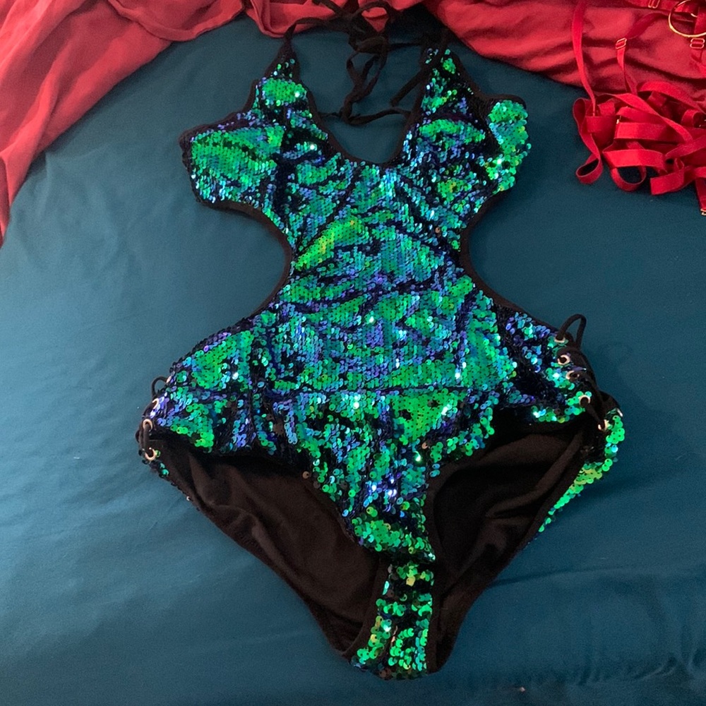 Sequined rave bodysuit